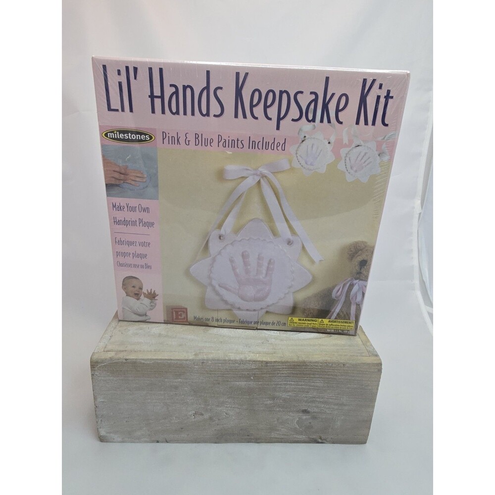 Milestones Lil’ Hands Keepsake Kit Baby Handprint 8 Plaster Kit  Pink Blue Paint